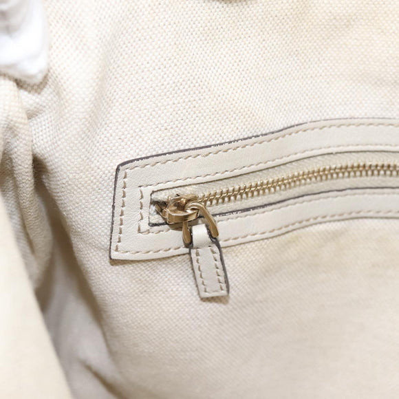 GUCCI GG Canvas Guccissima Shoulder Bag Leather Ivory Gold Auth 200934A