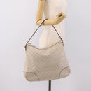 GUCCI GG Canvas Guccissima Shoulder Bag Leather Ivory Gold Auth 200934A-22