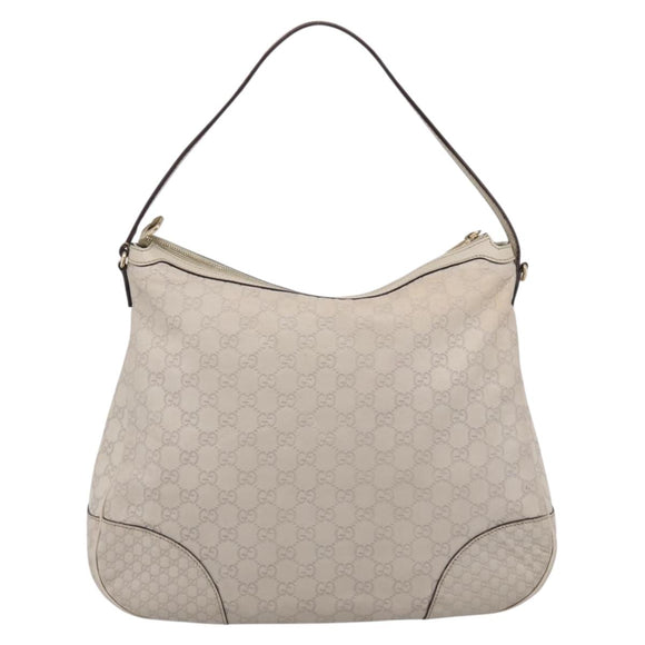 GUCCI GG Canvas Guccissima Shoulder Bag Leather Ivory Gold Auth 200934A