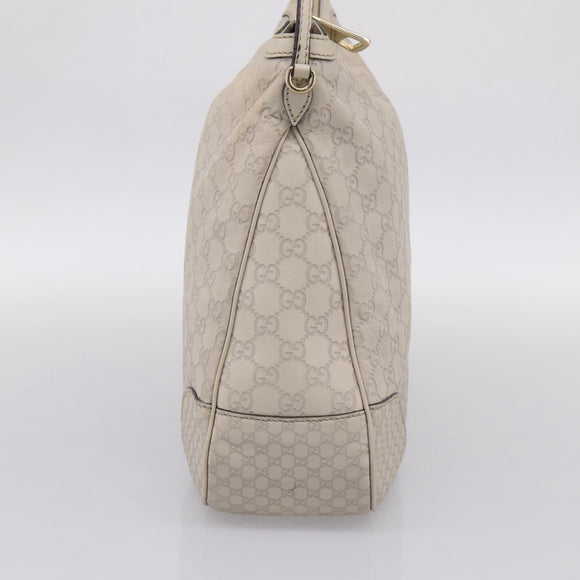 GUCCI GG Canvas Guccissima Shoulder Bag Leather Ivory Gold Auth 200934A