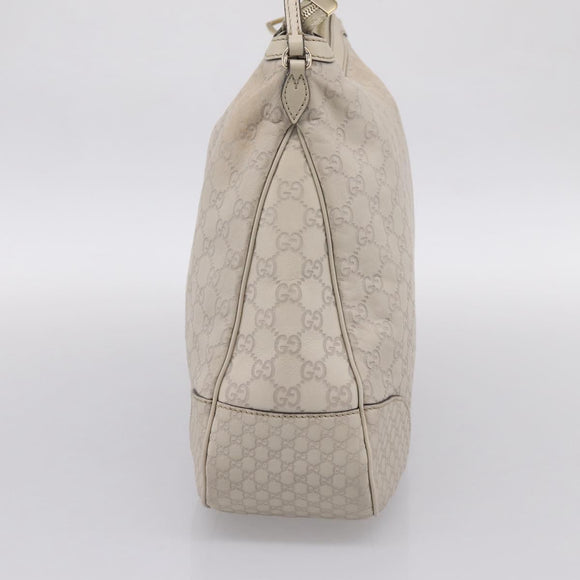 GUCCI GG Canvas Guccissima Shoulder Bag Leather Ivory Gold Auth 200934A