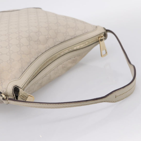 GUCCI GG Canvas Guccissima Shoulder Bag Leather Ivory Gold Auth 200934A