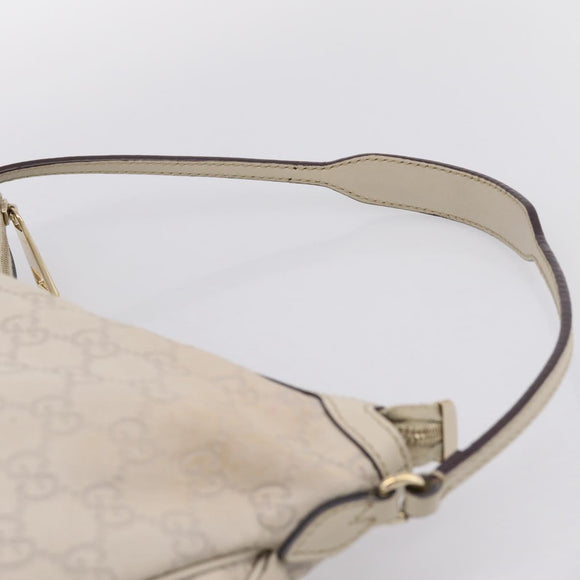 GUCCI GG Canvas Guccissima Shoulder Bag Leather Ivory Gold Auth 200934A