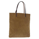 FENDI Tote Bag Corduroy Beige Silver Auth 200936-1