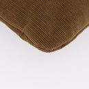 FENDI Tote Bag Corduroy Beige Silver Auth 200936-14