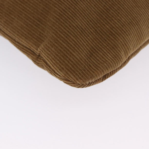 FENDI Tote Bag Corduroy Beige Silver Auth 200936