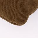 FENDI Tote Bag Corduroy Beige Silver Auth 200936-9