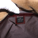 FENDI Tote Bag Corduroy Beige Silver Auth 200936-10