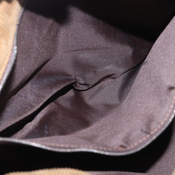FENDI Tote Bag Corduroy Beige Silver Auth 200936