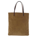 FENDI Tote Bag Corduroy Beige Silver Auth 200936-13