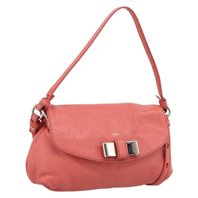 Chloe Lily Hand Bag Leather 2way Pink Gold Auth 200938A