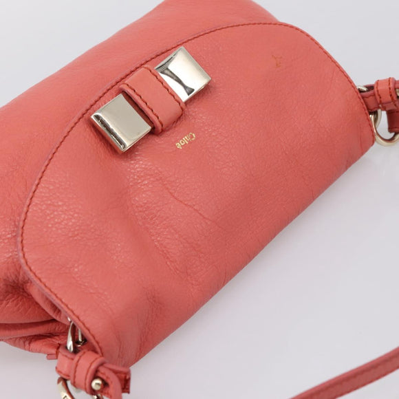 Chloe Lily Hand Bag Leather 2way Pink Gold Auth 200938A