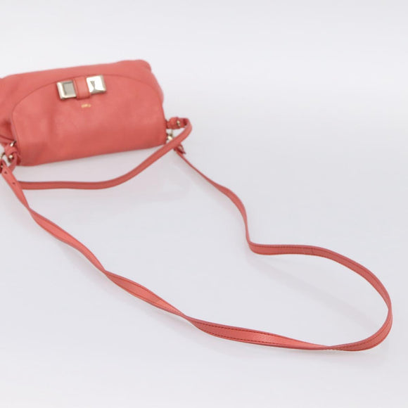 Chloe Lily Hand Bag Leather 2way Pink Gold Auth 200938A