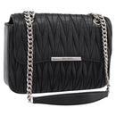 Miu Miu Matelasse Chain Shoulder Bag Leather Black Silver Auth 200939M-1