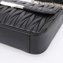 Miu Miu Matelasse Chain Shoulder Bag Leather Black Silver Auth 200939M-14