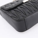 Miu Miu Matelasse Chain Shoulder Bag Leather Black Silver Auth 200939M-15