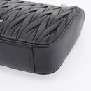 Miu Miu Matelasse Chain Shoulder Bag Leather Black Silver Auth 200939M-16