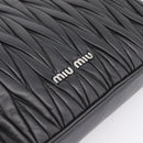 Miu Miu Matelasse Chain Shoulder Bag Leather Black Silver Auth 200939M-18