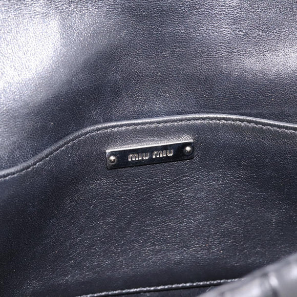 Miu Miu Matelasse Chain Shoulder Bag Leather Black Silver Auth 200939M