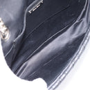 Miu Miu Matelasse Chain Shoulder Bag Leather Black Silver Auth 200939M-9