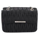 Miu Miu Matelasse Chain Shoulder Bag Leather Black Silver Auth 200939M-13