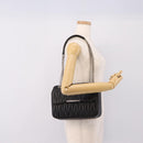 Miu Miu Matelasse Chain Shoulder Bag Leather Black Silver Auth 200939M-22