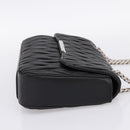 Miu Miu Matelasse Chain Shoulder Bag Leather Black Silver Auth 200939M-4
