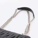 Miu Miu Matelasse Chain Shoulder Bag Leather Black Silver Auth 200939M-8