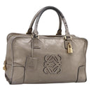LOEWE Amazona 36 Hand Bag Leather Gold Silver Auth 200941-1