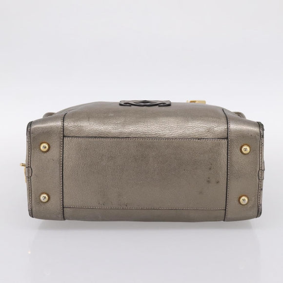 LOEWE Amazona 36 Hand Bag Leather Gold Silver Auth 200941