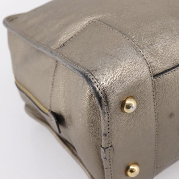 LOEWE Amazona 36 Hand Bag Leather Gold Silver Auth 200941