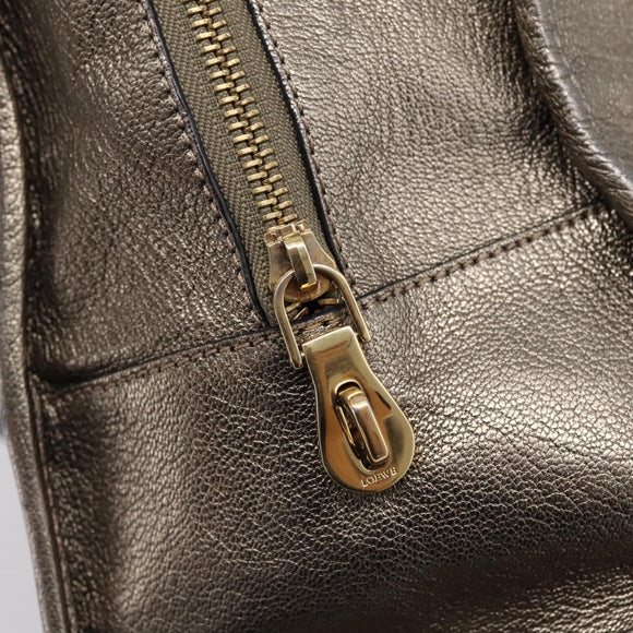 LOEWE Amazona 36 Hand Bag Leather Gold Silver Auth 200941