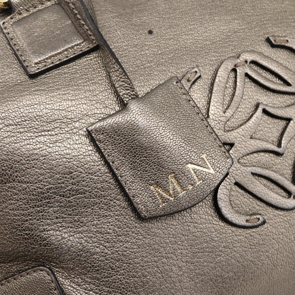 LOEWE Amazona 36 Hand Bag Leather Gold Silver Auth 200941