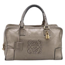 LOEWE Amazona 36 Hand Bag Leather Gold Silver Auth 200941-13