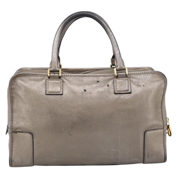 LOEWE Amazona 36 Hand Bag Leather Gold Silver Auth 200941