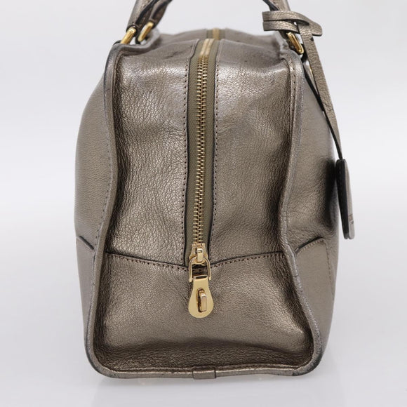 LOEWE Amazona 36 Hand Bag Leather Gold Silver Auth 200941