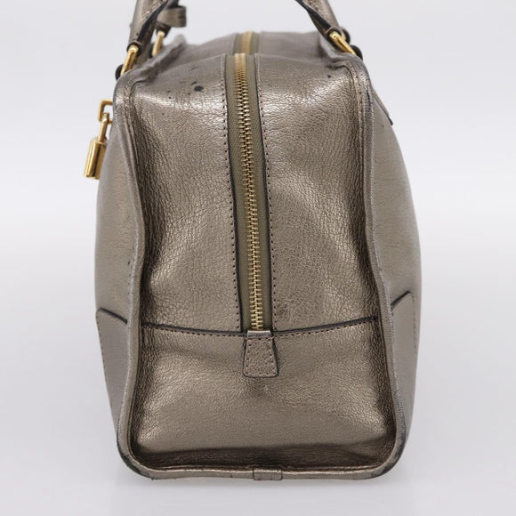 LOEWE Amazona 36 Hand Bag Leather Gold Silver Auth 200941