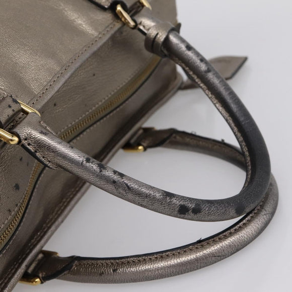 LOEWE Amazona 36 Hand Bag Leather Gold Silver Auth 200941