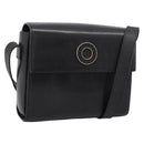 CELINE Circle Shoulder Bag Leather Black Gold Auth 200944-1
