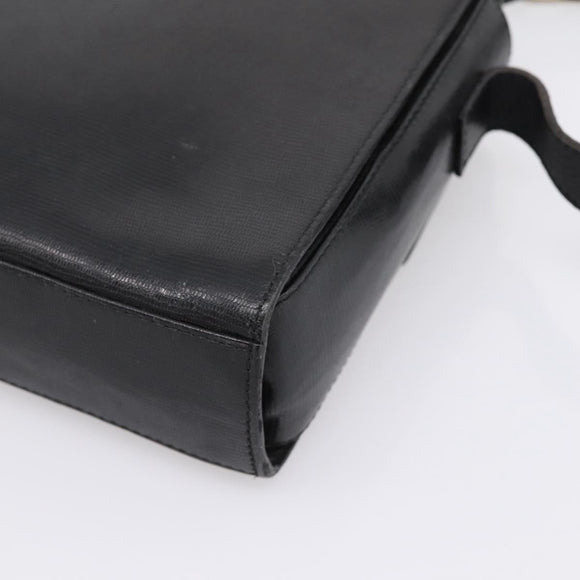 CELINE Circle Shoulder Bag Leather Black Gold Auth 200944