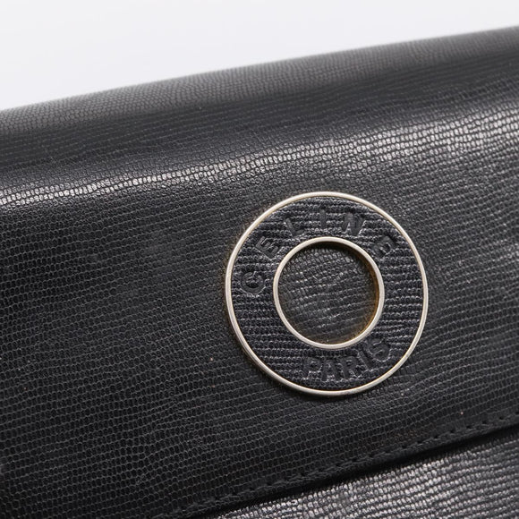 CELINE Circle Shoulder Bag Leather Black Gold Auth 200944