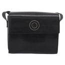 CELINE Circle Shoulder Bag Leather Black Gold Auth 200944-13