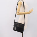 CELINE Circle Shoulder Bag Leather Black Gold Auth 200944-24