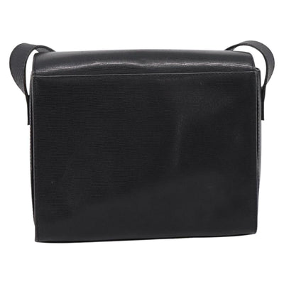 CELINE Circle Shoulder Bag Leather Black Gold Auth 200944 - 0