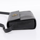 CELINE Circle Shoulder Bag Leather Black Gold Auth 200944-3