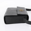 CELINE Circle Shoulder Bag Leather Black Gold Auth 200944-4