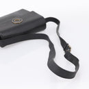 CELINE Circle Shoulder Bag Leather Black Gold Auth 200944-7
