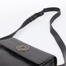 CELINE Circle Shoulder Bag Leather Black Gold Auth 200944-8