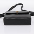 CELINE Circle Shoulder Bag Leather Black Gold Auth 200944-5