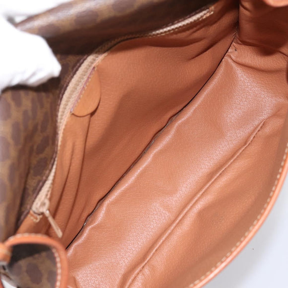 CELINE Macadam Canvas Shoulder Bag PVC Leather Brown Gold Auth 200945
